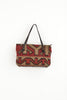 Red and brown medium kilim and leather handbag front