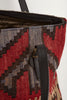Red and brown medium kilim and leather handbag handle detail