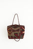 Multi coloured large kilim and leather handbag opened