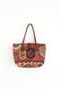 Red and browb large kilim and leather handbag front