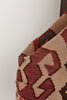 Cream, red and brown kilim and leather convertible backpack handbag side detail